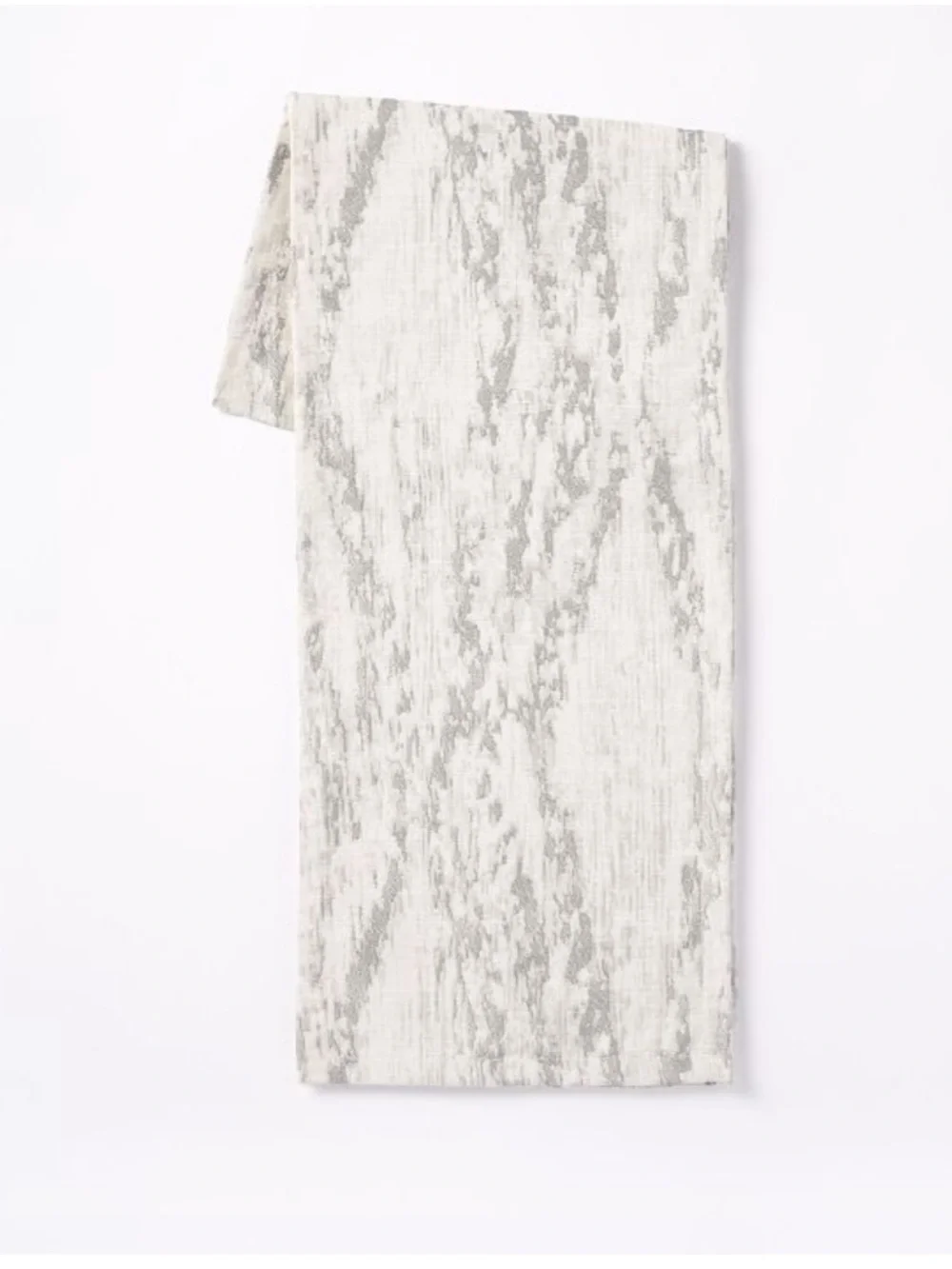 West Elm Bark Textured Jacquard Table Runner Silver / White 90” W x 14” L